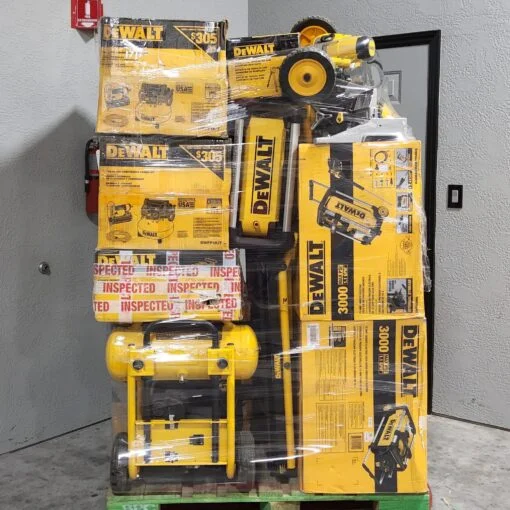 pallets of DeWalt power tools in large quantities