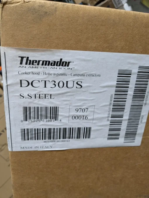 Thermador 12″ high stainless steel exhaust duct cover for 30″ range hood No. DCT30US OEM